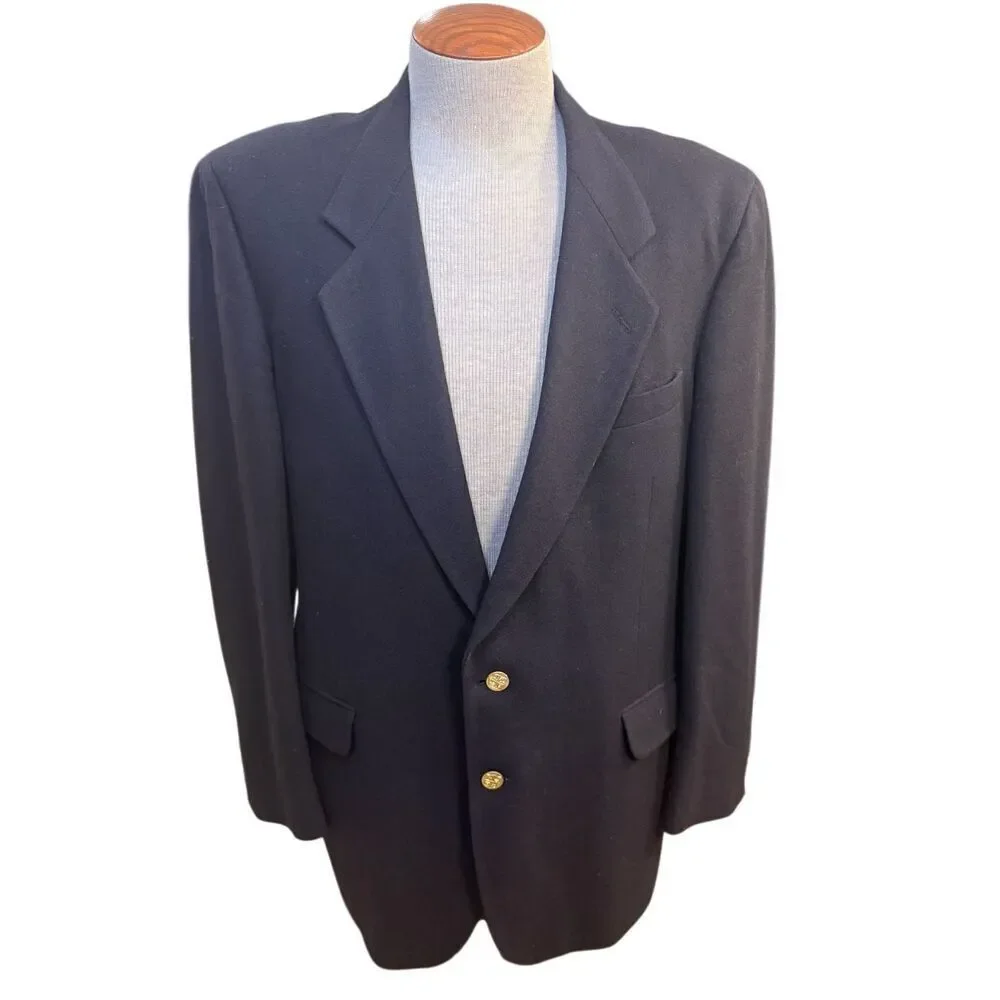 Antonio Parillo Cashmere/Wool Sport Coat Blazer 44L Vtg Gold Buttons Italy